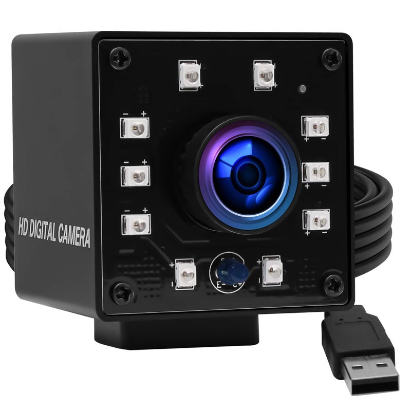 ELP Camera USB 1080P Wide Angle Fisheye 170degree IR LED Infrared Webcam PC Camera with Mini Housing Webcamera for Raspberry Pi Linux Windows Android Mac Os - Image 1